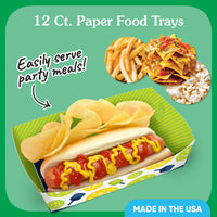Pickleball Party Paper Food Trays - 12 Ct