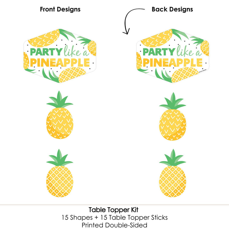 Tropical Pineapple - Summer Party Centerpiece Sticks - Table Toppers - Set of 15