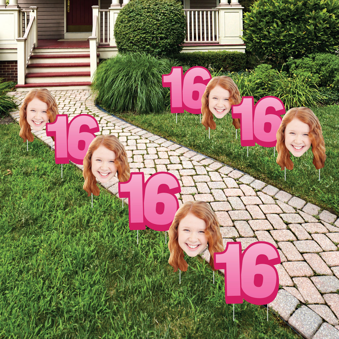 Custom Face Yard Signs - 16th Birthday - 10 Pc