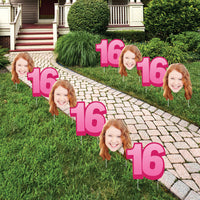 Custom Face Yard Signs - 16th Birthday - 10 Pc