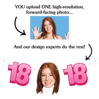 Upload one photo for 18th birthday fun face banner design