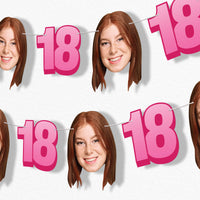 Pink 18th birthday fun face garland decoration
