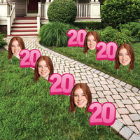 Custom Face Yard Signs - 20th Birthday - 10 Pc
