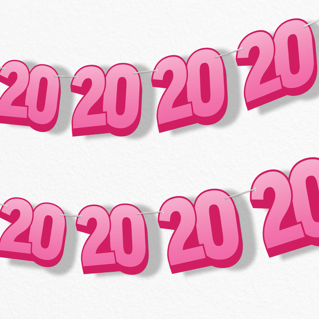 20th birthday party garland banner