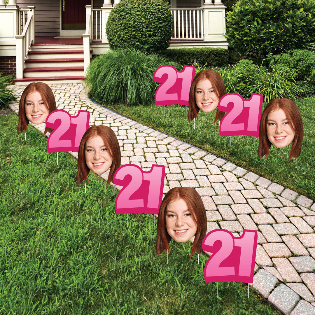 Custom Face Yard Signs - 21st Birthday - 10 Pc