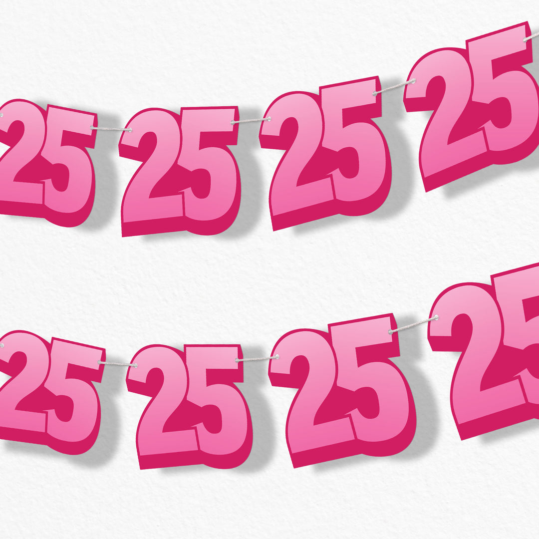 adult 25th birthday party garland banner