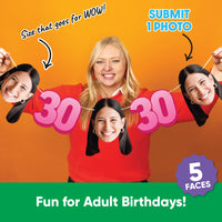 One photo creates five custom faces for 30th birthday garland
