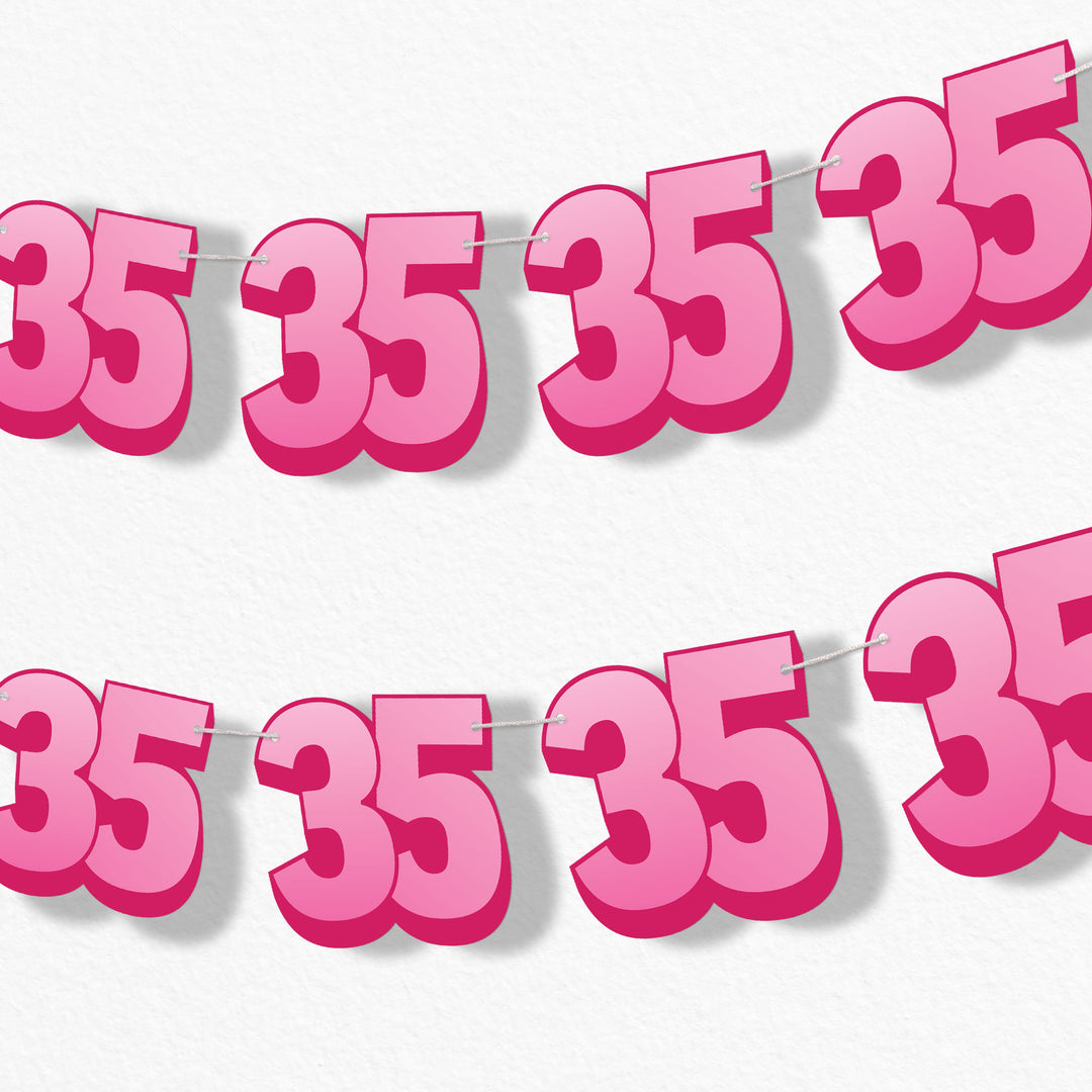 adult 35th birthday party garland banner
