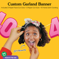 Cardstock finish and satin string on 40th birthday face banner