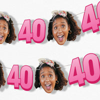 Custom Face 40th Birthday Garland Banner