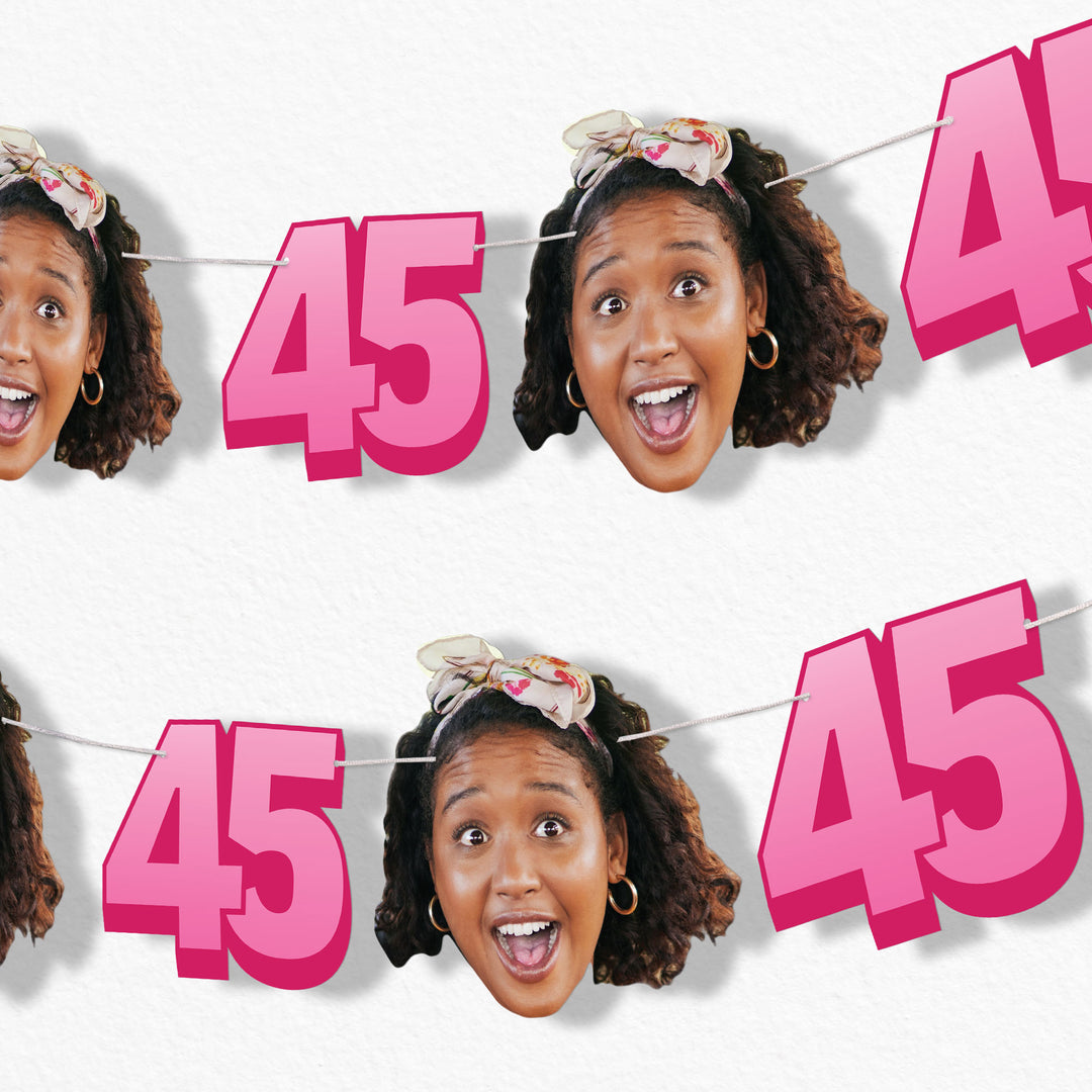 Custom Face 45th Birthday Garland Banner