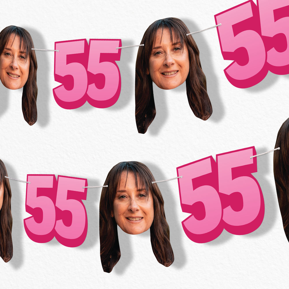 Custom Face 55th Birthday Garland Banner