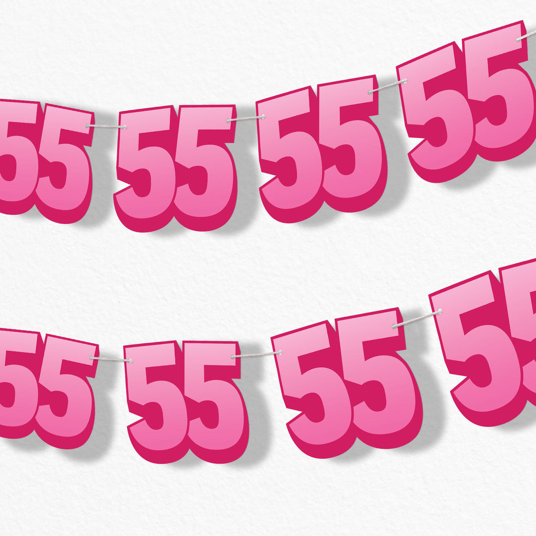 adult 55th birthday party garland banner