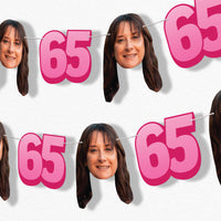 Custom Face 65th Birthday Garland Banner