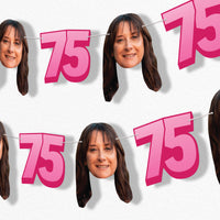 Custom Face 75th Birthday Garland Banner