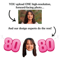 Upload one photo for custom 80th birthday fun face banner