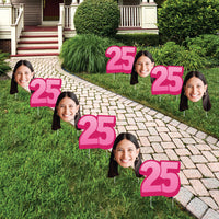 Custom Face Yard Signs - 25th Birthday - 10 Pc