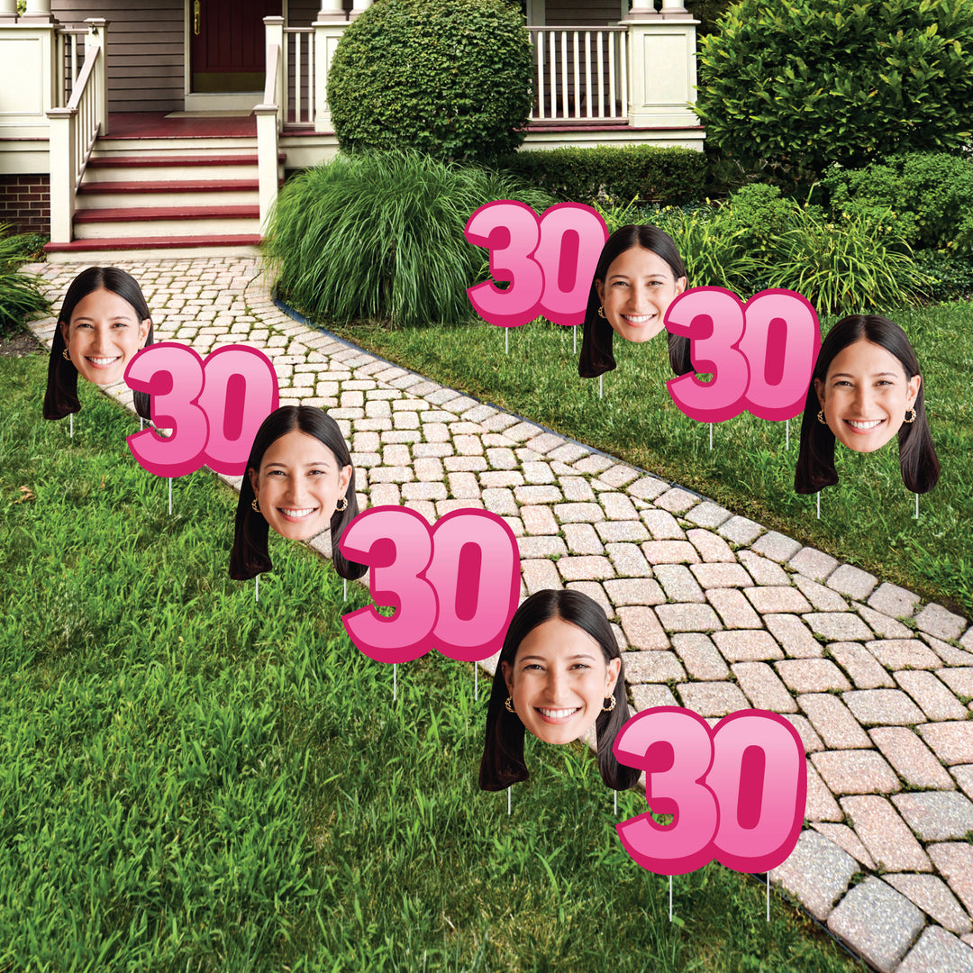 Custom Face Yard Signs - 30th Birthday - 10 Pc