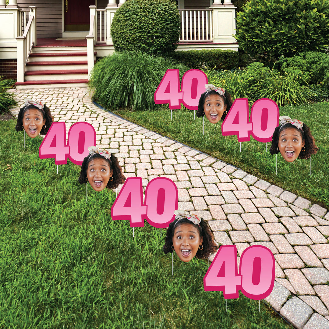 Custom Face Yard Signs - 40th Birthday - 10 Pc