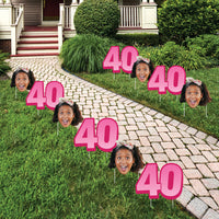 Custom Face Yard Signs - 40th Birthday - 10 Pc