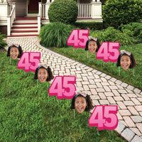 Custom Face Yard Signs - 45th Birthday - 10 Pc