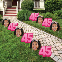 Custom Face Yard Signs - 45th Birthday - 10 Pc