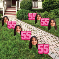 Custom Face Yard Signs - 55th Birthday - 10 Pc
