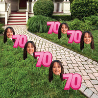 Custom Face Yard Signs - 70th Birthday - 10 Pc