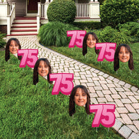 Custom Face Yard Signs - 75th Birthday - 10 Pc