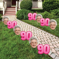 Custom Face Yard Signs - 90th Birthday - 10 Pc