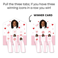 Custom Face Pink & Red Hearts Pull Tab Game