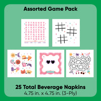 Big Dot of Happiness Girl Birthday Beverage Game Napkins, Pink Birthday Party Game and Activities, 4.75 x 4.75 Folded Napkins, 3-ply, Set of 5 Game Kid Napkins, 25 ct
