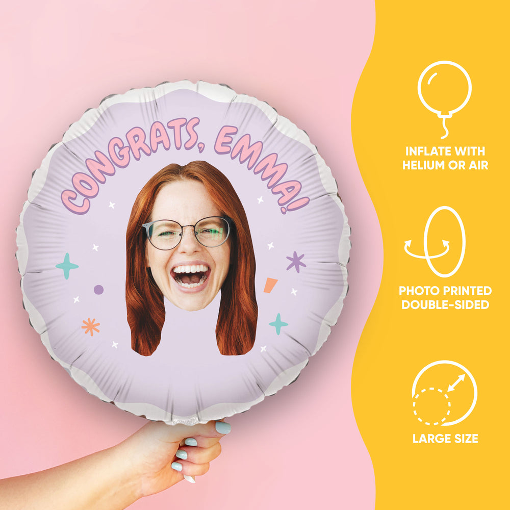Custom Face Balloon - Pink Birthday - Double Sided - 1 Ct
