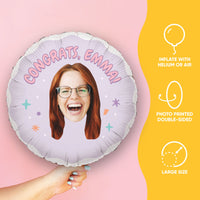Custom Face Balloon - Pink Birthday - Double Sided - 1 Ct