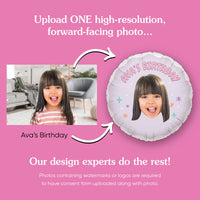 Custom Face Balloon - Pink Birthday - Double Sided - 1 Ct