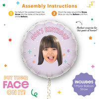 Custom Face Balloon - Pink Birthday - Double Sided - 1 Ct