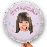 Custom Face Balloon - Pink Birthday - Double Sided - 1 Ct