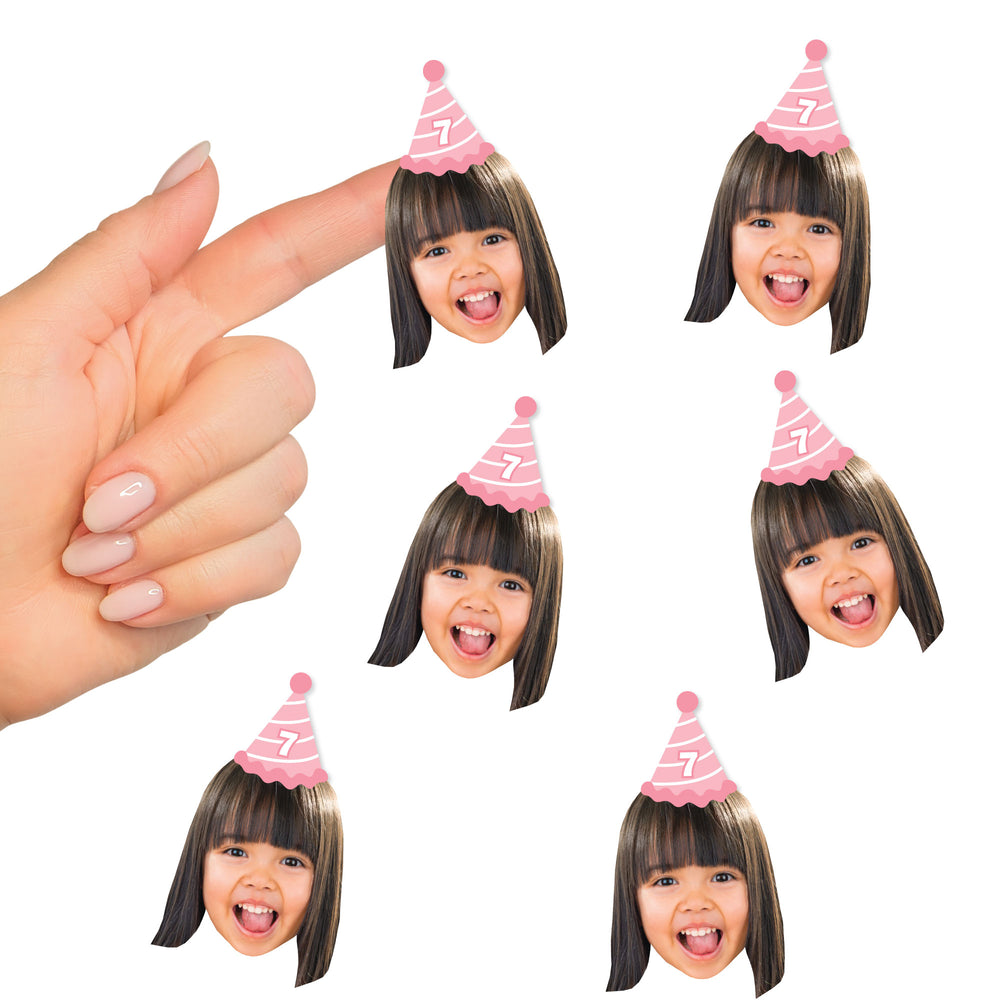 Custom Face Stickers - Birthday Hat - 24 Ct