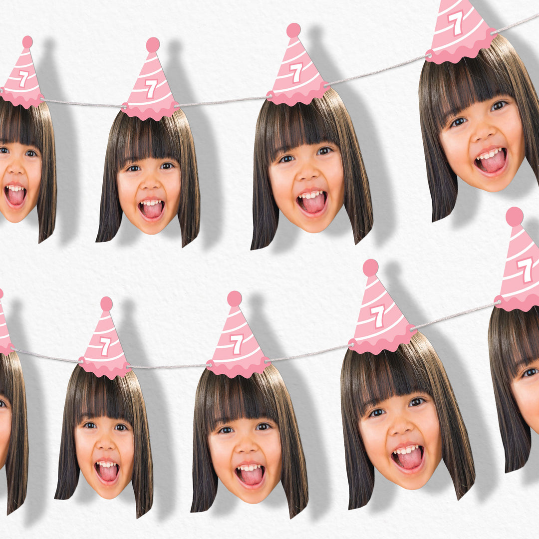 Custom Face Birthday Hat Garland Banner