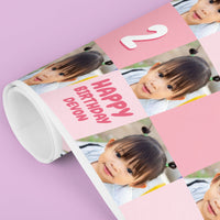 Custom Photo Wrapping Paper - Pink Birthday