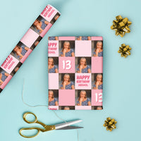 Custom Photo Wrapping Paper - Pink Birthday