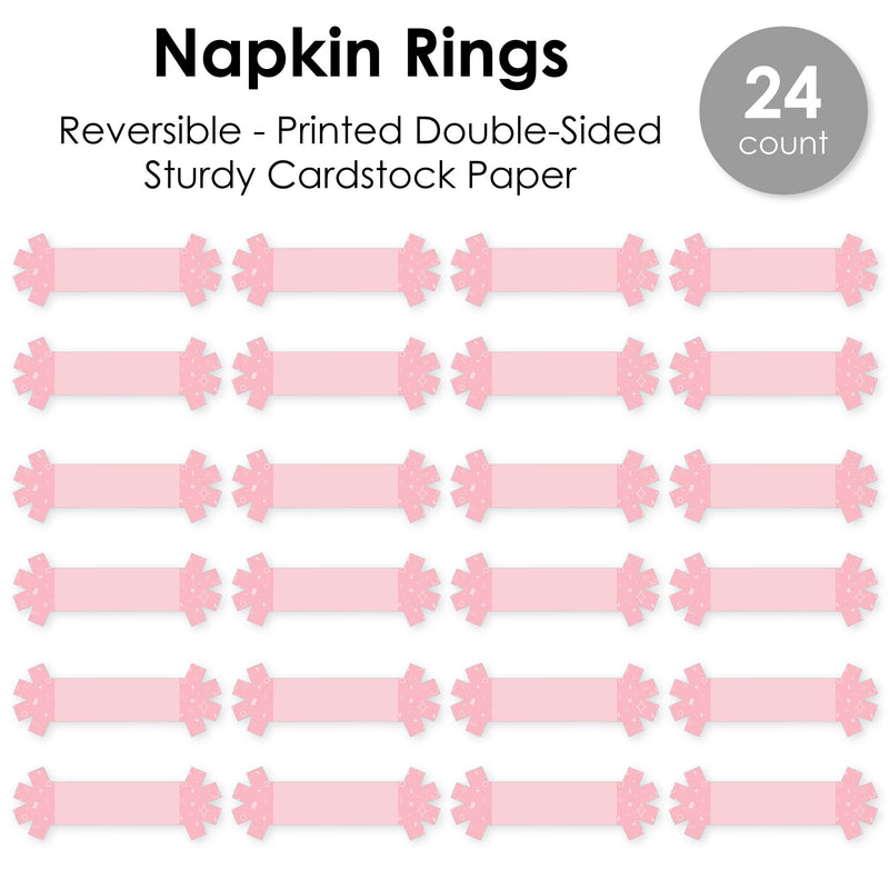 Pink Confetti Stars - Simple Party Paper Napkin Holder - Napkin Rings - Set of 24