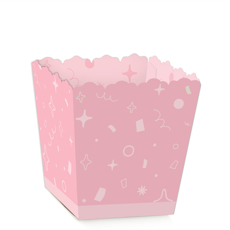 Pink Confetti Stars - Party Mini Favor Boxes - Simple Party Treat Candy Boxes - Set of 12