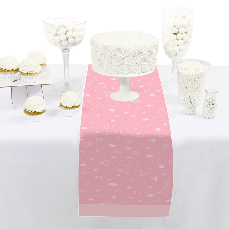 Pink Confetti Stars - Petite Simple Party Paper Table Runner - 12 x 60 inches