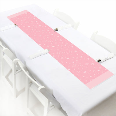 Pink Confetti Stars - Petite Simple Party Paper Table Runner - 12 x 60 inches
