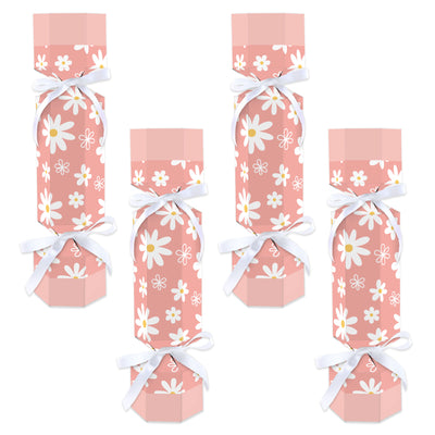 Pink Daisy Flowers - No Snap Floral Party Table Favors - DIY Cracker Boxes - Set of 12
