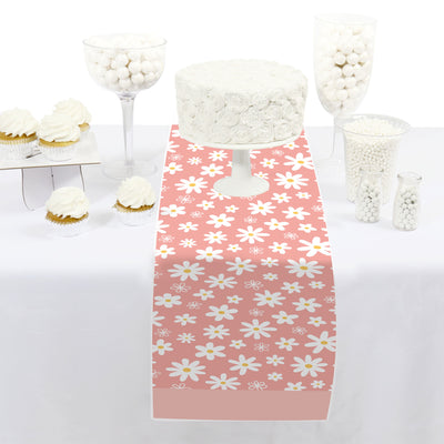 Pink Daisy Flowers - Petite Floral Party Paper Table Runner - 12 x 60 inches