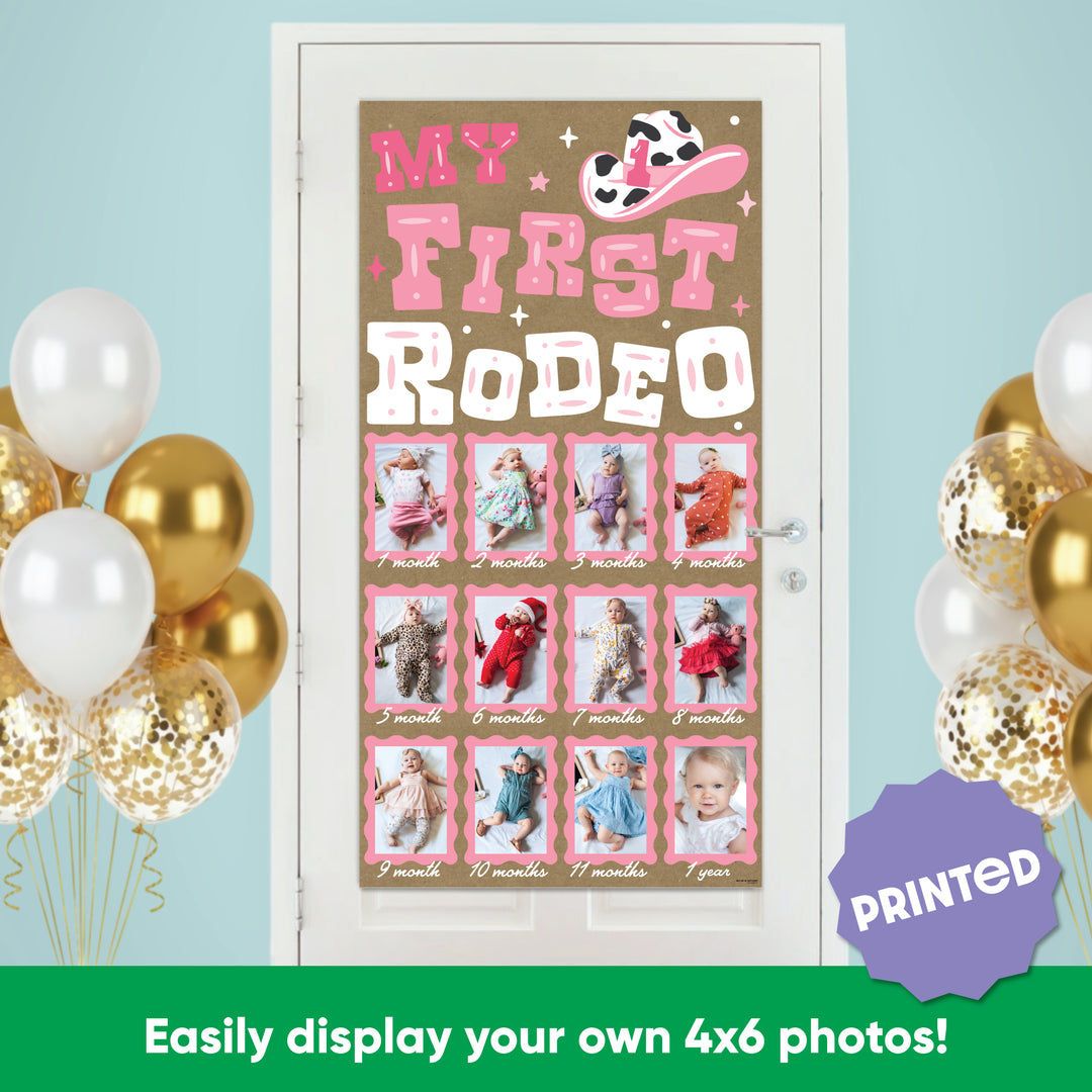 Pink western rodeo banner soft pink hand-painted design close-up