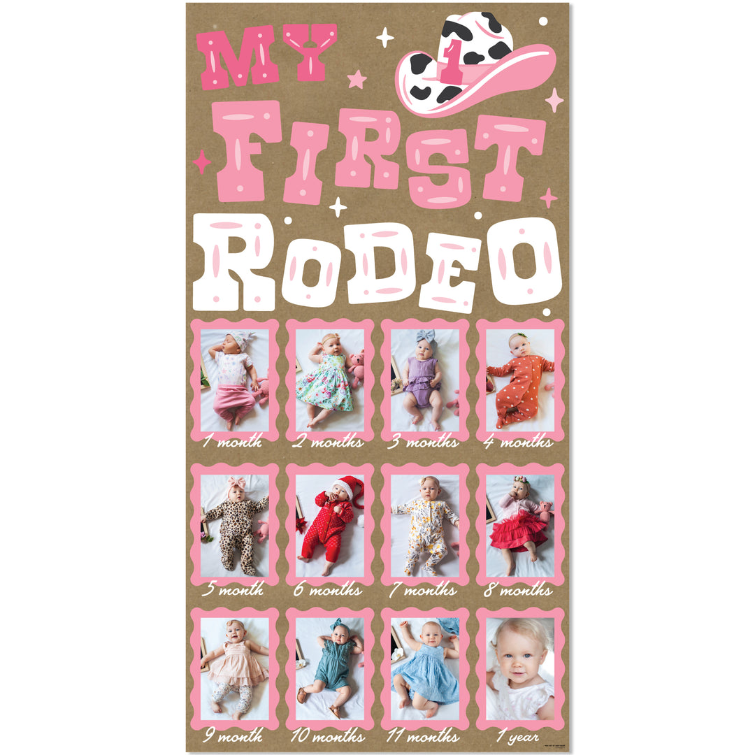 Pink First Rodeo kraft photo banner cowgirl first birthday decor