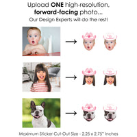 Custom Photo Pink First Rodeo Fun Face Cut-Out Stickers - Set of 24